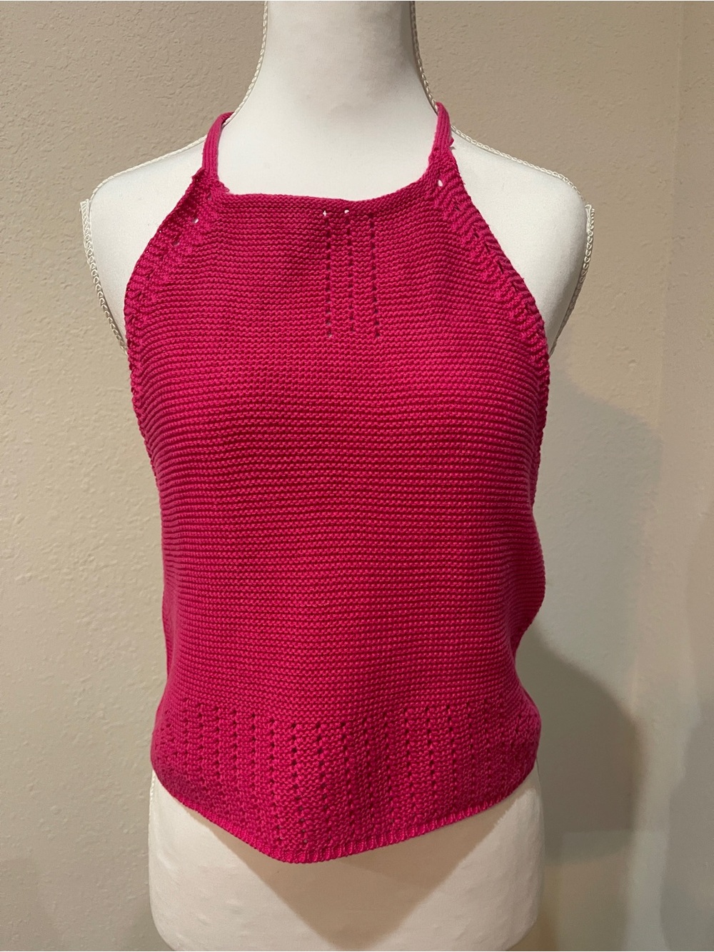 Garage Bright Pink Knit Halter Tank Top Size L